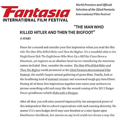 FANTASIA 2018 REVIEW: “The Man Who Killed Hitler and Then The Bigfoot”